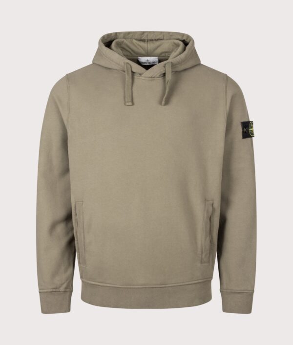 STONE ISLAND Brushed Organic Cotton Fleece Hoodie Military Green