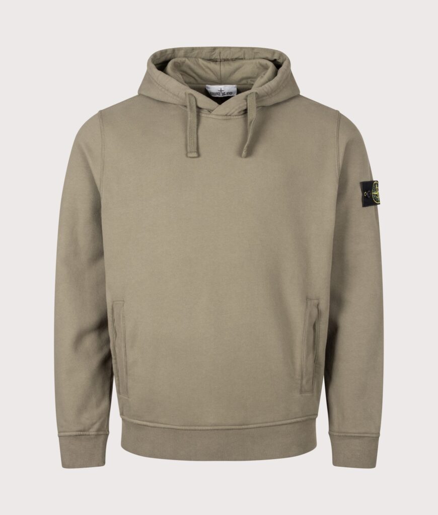 STONE ISLAND Brushed Organic Cotton Fleece Hoodie Military Green