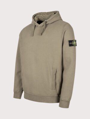 STONE ISLAND Brushed Organic Cotton Fleece Hoodie Military Green
