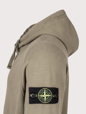 STONE ISLAND Brushed Organic Cotton Fleece Hoodie Military Green