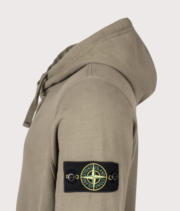 STONE ISLAND Brushed Organic Cotton Fleece Hoodie Military Green