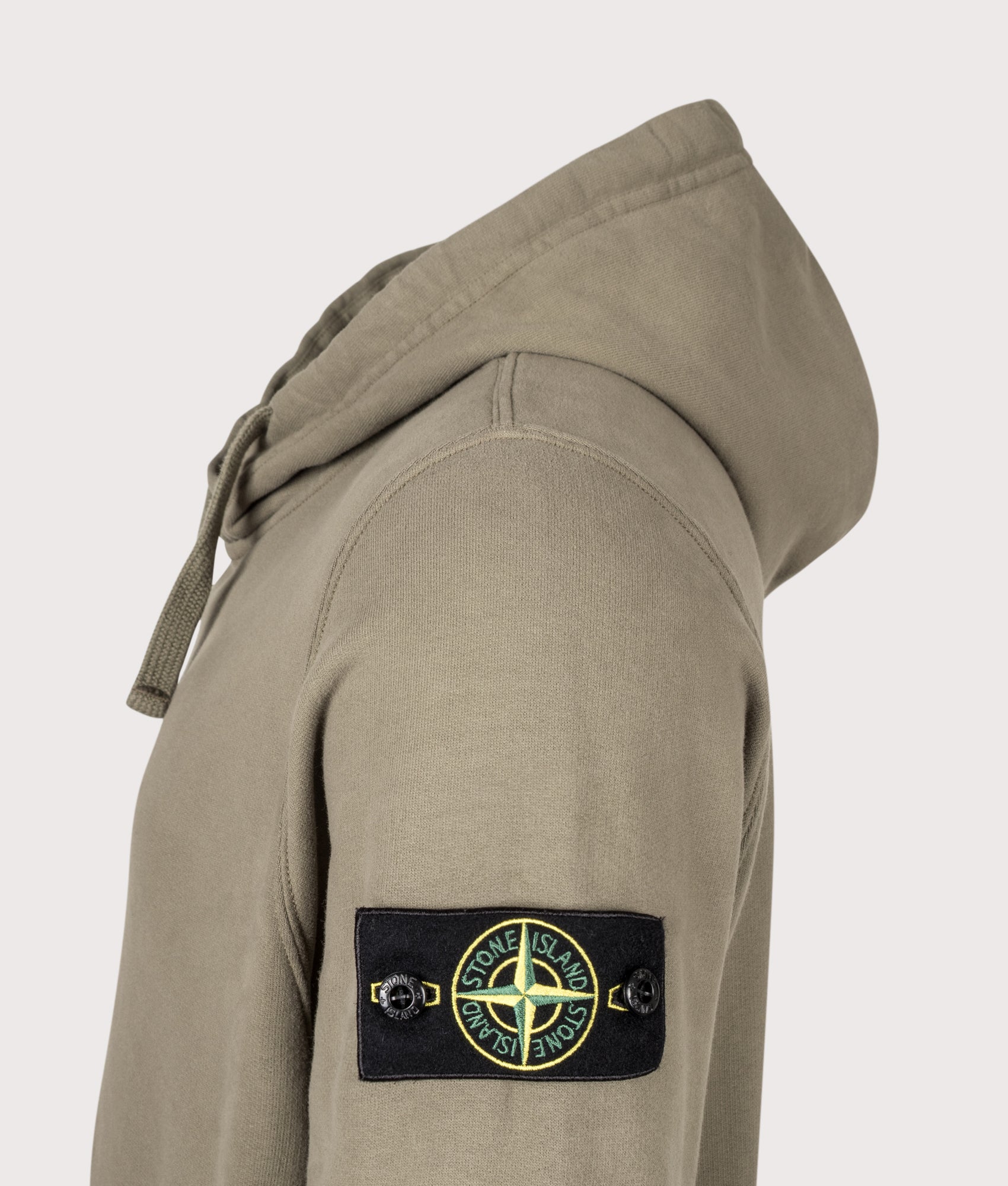 STONE ISLAND Brushed Organic Cotton Fleece Hoodie Military Green