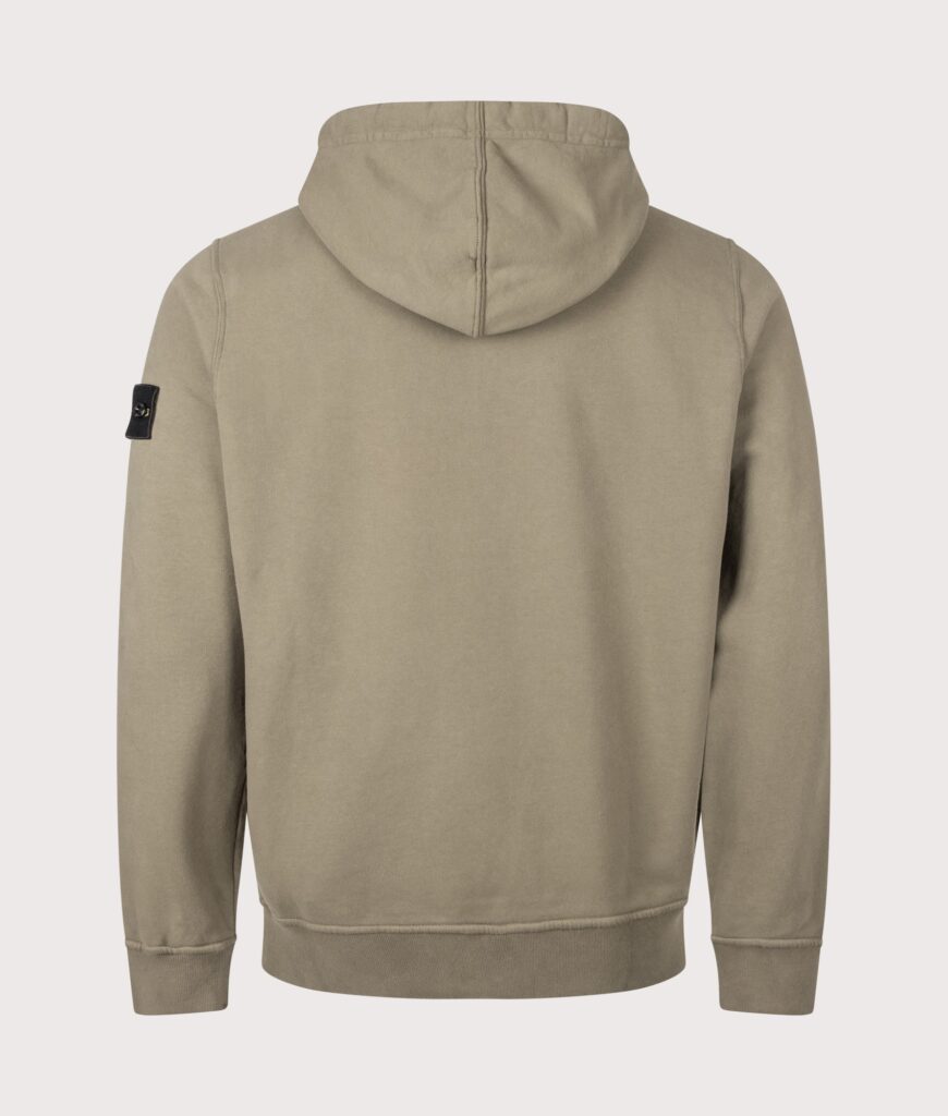 STONE ISLAND Brushed Organic Cotton Fleece Hoodie Military Green