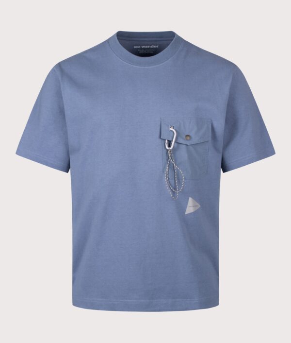 and wander Relaxed Fit Heavy Cotton Pocket T-Shirt Light Blue