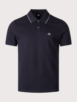 C.P. Company Stretch Piqué Logo Polo Shirt Total Eclipse