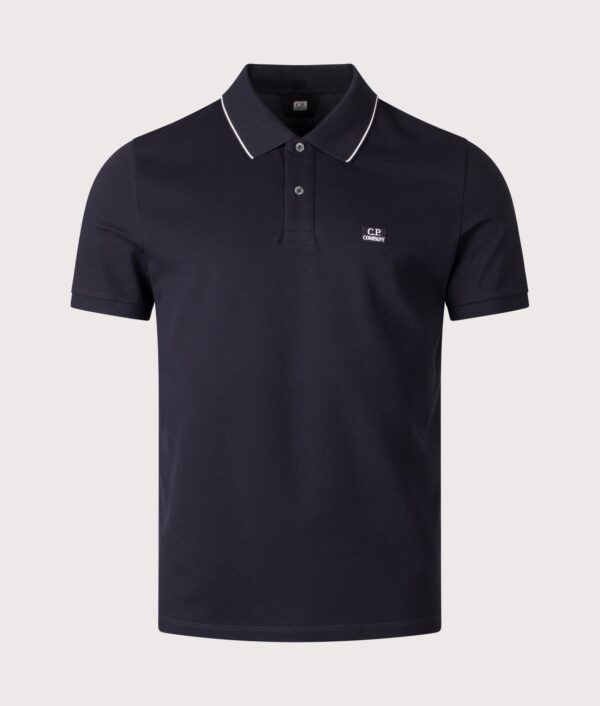C.P. Company Stretch Piqué Logo Polo Shirt Total Eclipse