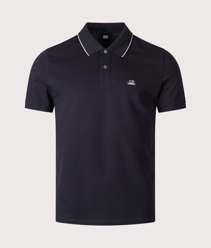 C.P. Company Stretch Piqué Logo Polo Shirt Total Eclipse