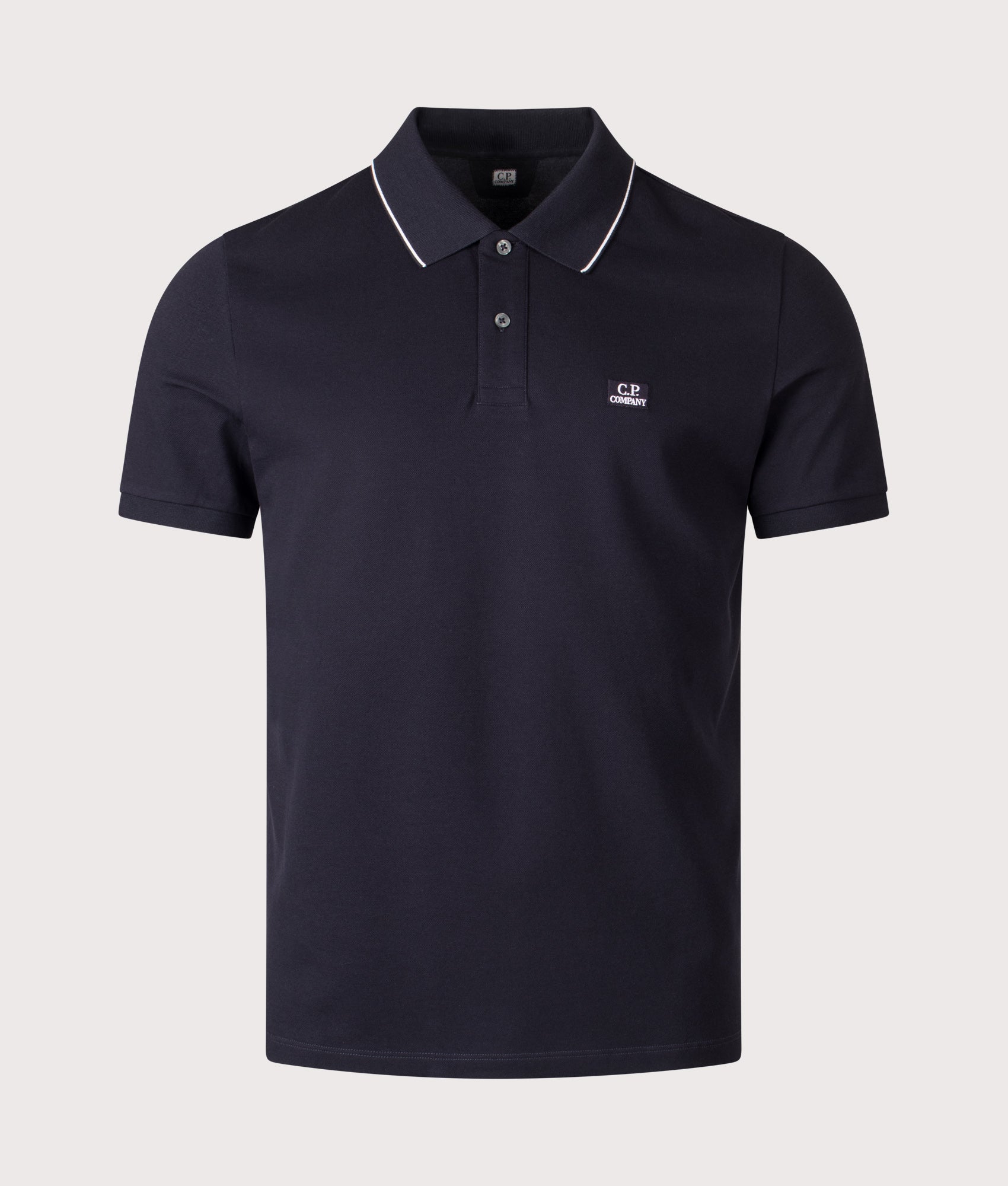 C.P. Company Stretch Piqué Logo Polo Shirt Total Eclipse