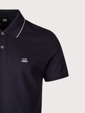 C.P. Company Stretch Piqué Logo Polo Shirt Total Eclipse