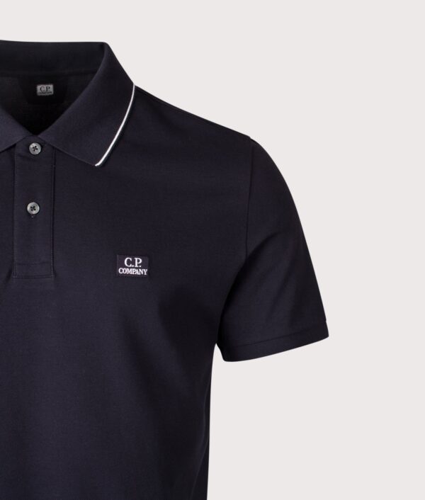 C.P. Company Stretch Piqué Logo Polo Shirt Total Eclipse