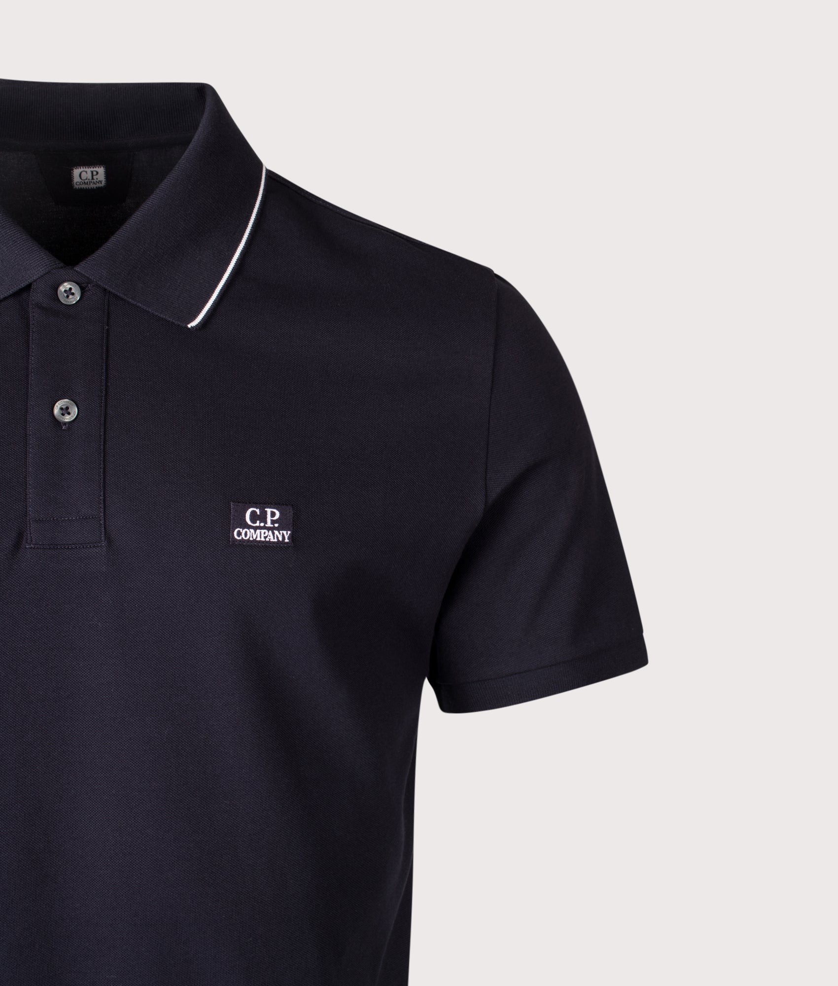 C.P. Company Stretch Piqué Logo Polo Shirt Total Eclipse