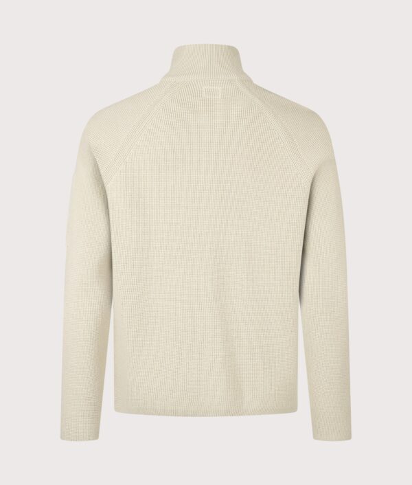 C.P. Company Waffle Knit Zip Through Lens Cardigan Silver Birch