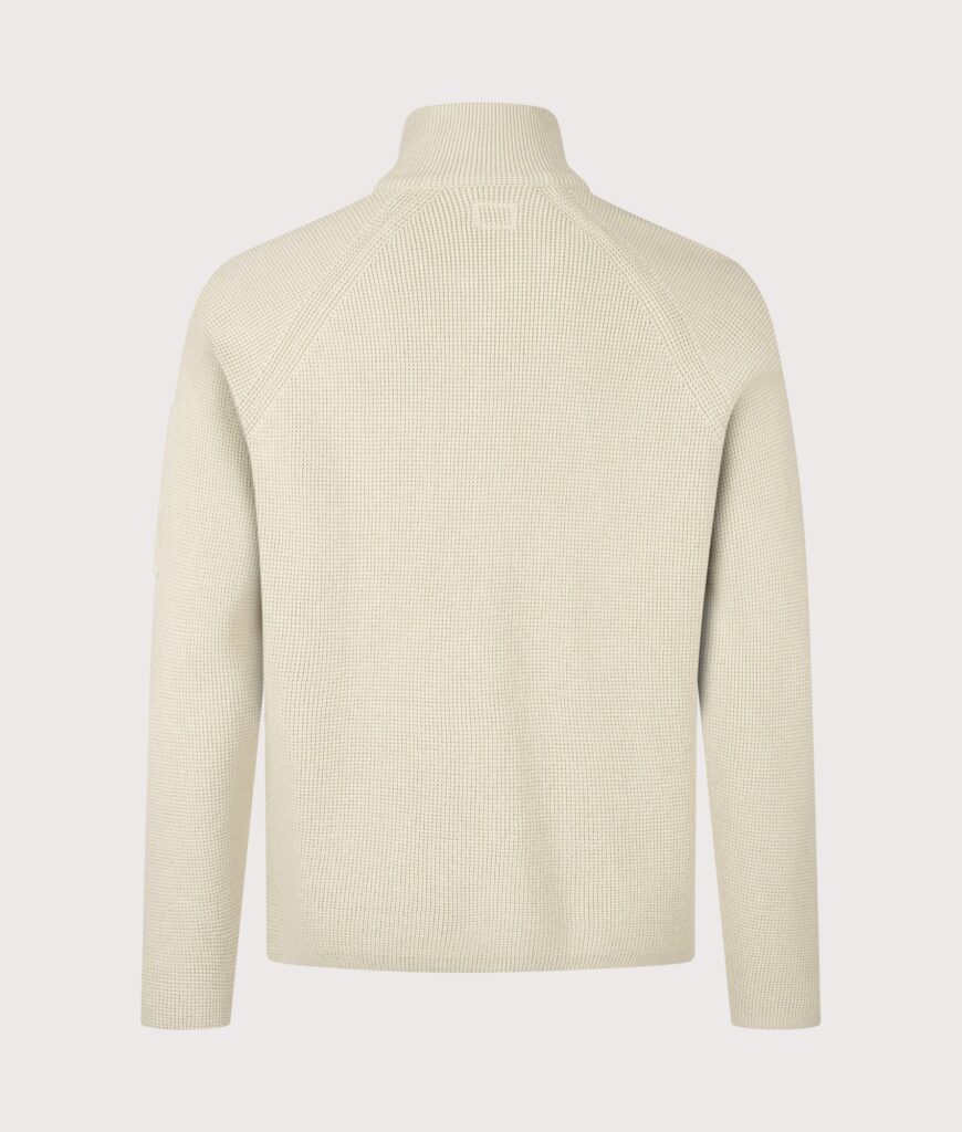 C.P. Company Waffle Knit Zip Through Lens Cardigan Silver Birch