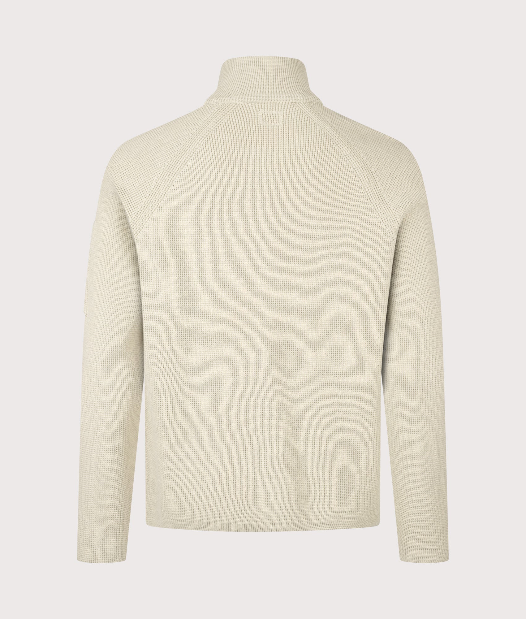 C.P. Company Waffle Knit Zip Through Lens Cardigan Silver Birch