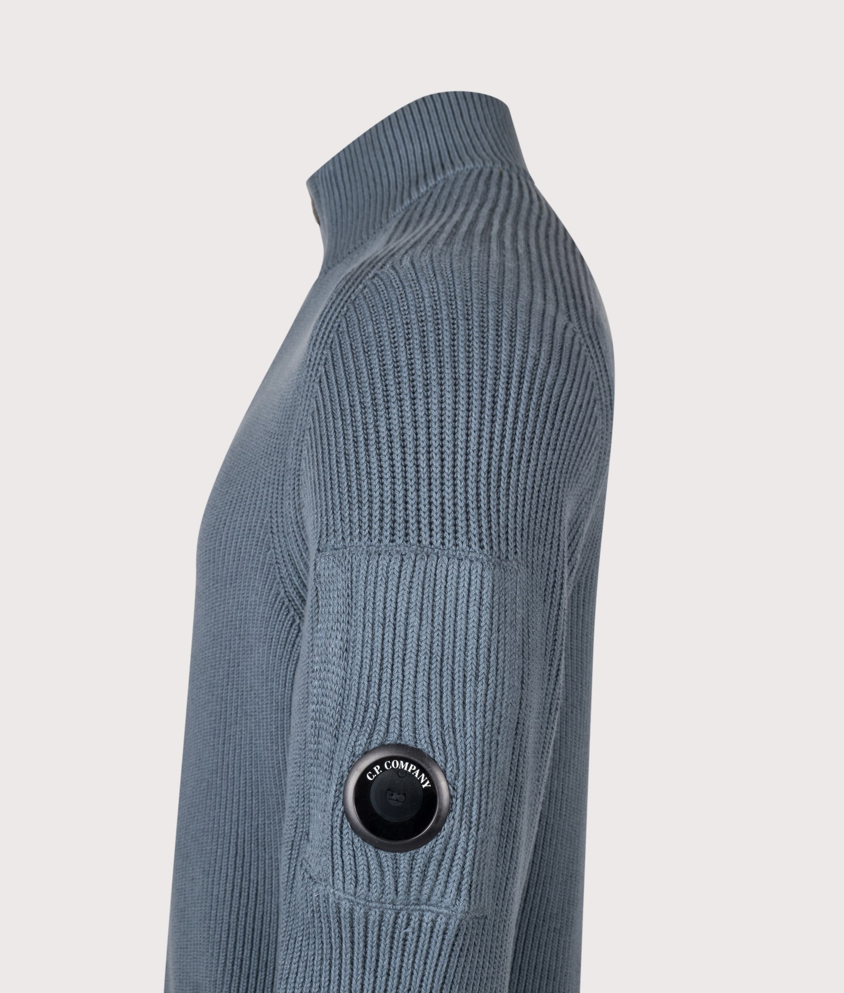 C.P. Company Full Rib Cotton Half Button Lens Jumper Orion Blue