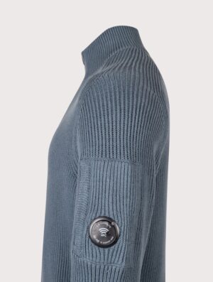 C.P. Company Full Rib Cotton Half Button Lens Jumper Orion Blue