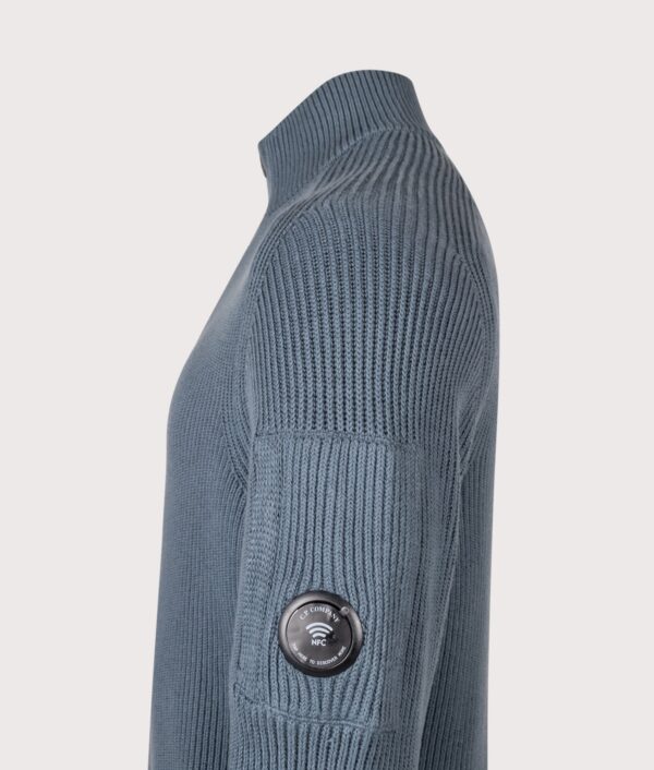 C.P. Company Full Rib Cotton Half Button Lens Jumper Orion Blue