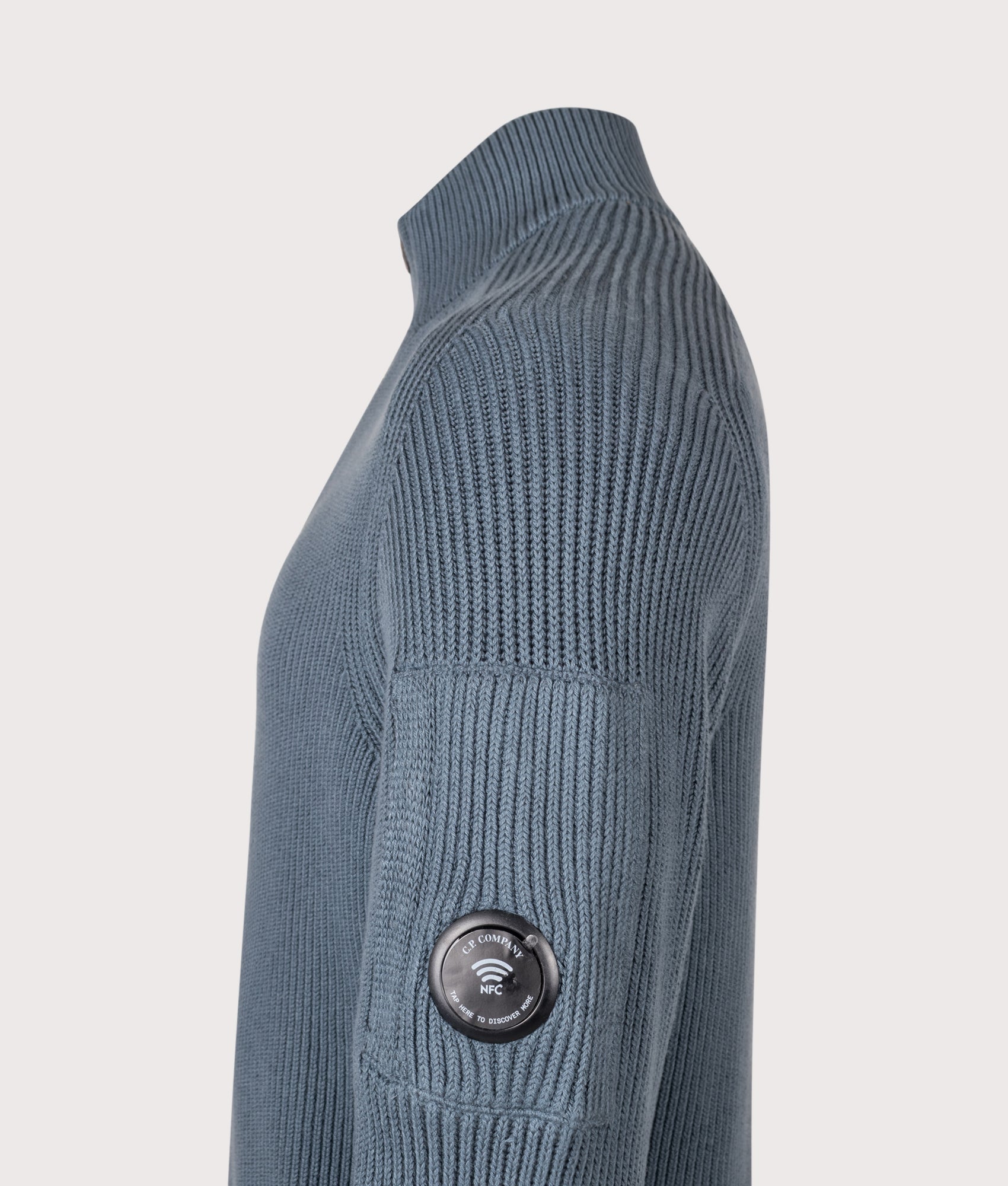 C.P. Company Full Rib Cotton Half Button Lens Jumper Orion Blue
