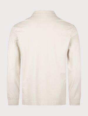 C.P. Company Long Sleeve Stretch Piquet Zip Polo Shirt Silver Birch