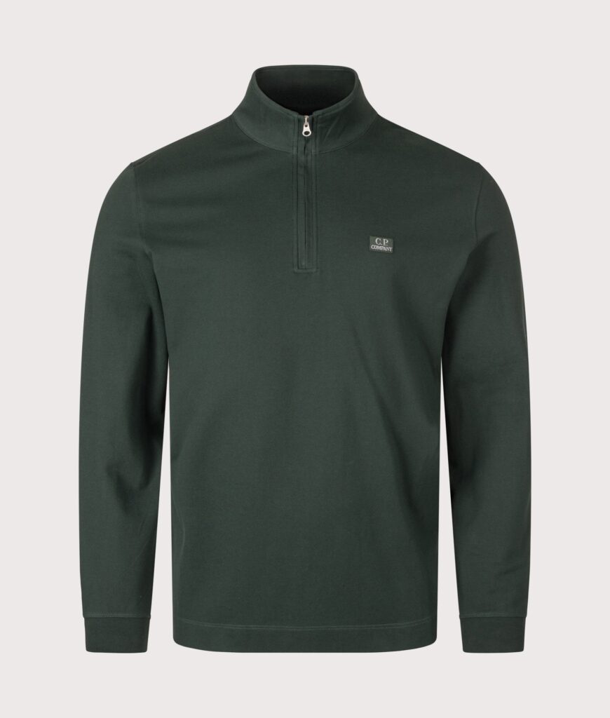 C.P. Company Stretch Piquet Quarter Zip Sweatshirt Ponderosa Pine