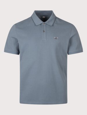 C.P. Company Regular Fit Stretch Piquet Striped Collar Polo Shirt Orion Blue