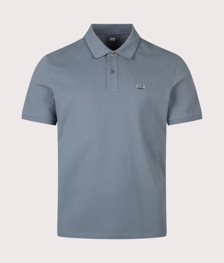 C.P. Company Regular Fit Stretch Piquet Striped Collar Polo Shirt Orion Blue