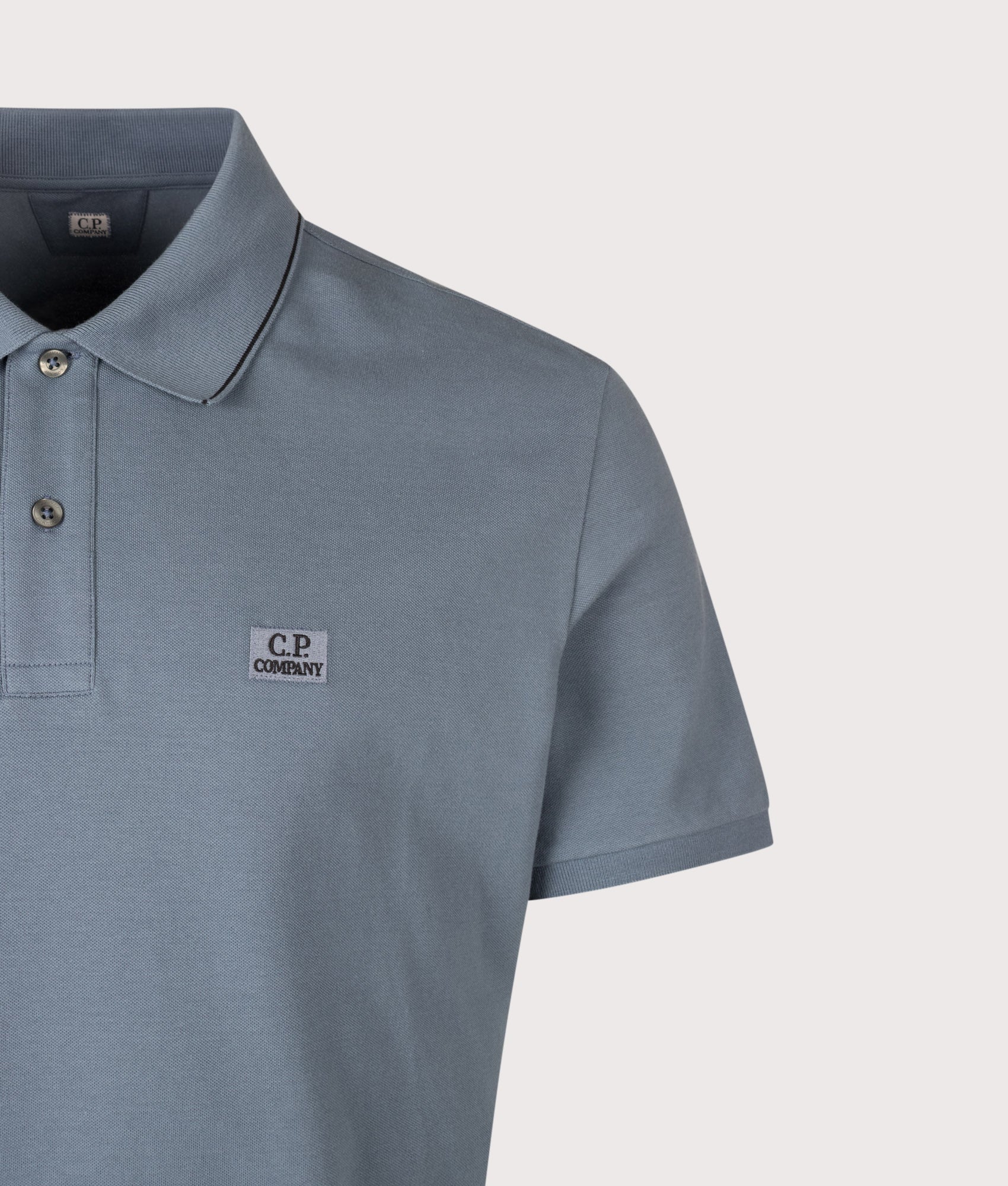 C.P. Company Regular Fit Stretch Piquet Striped Collar Polo Shirt Orion Blue