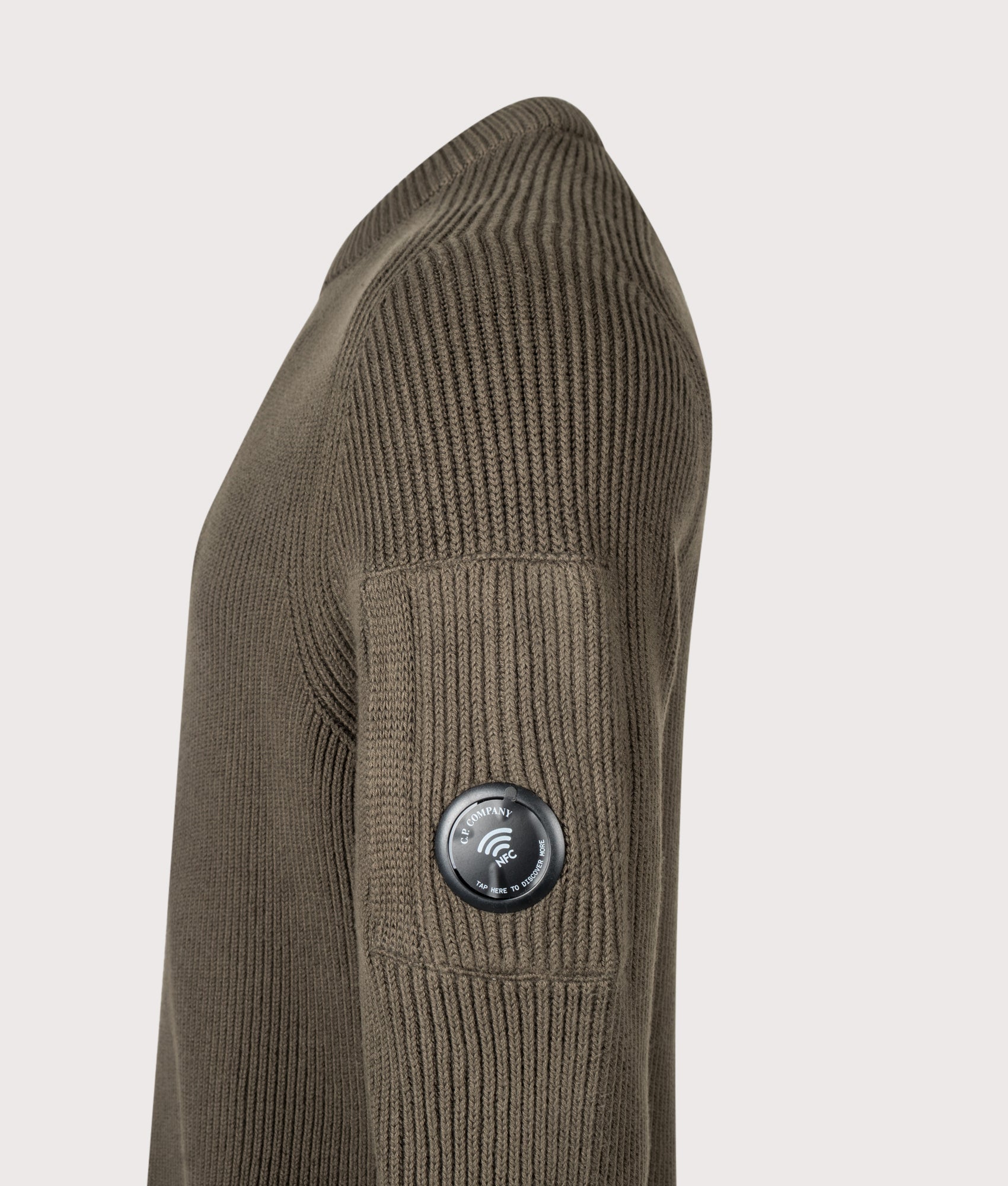 C.P. Company Full Rib Cotton Crewneck Lens Jumper Ivy Green