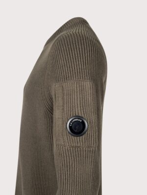 C.P. Company Full Rib Cotton Crewneck Lens Jumper Ivy Green