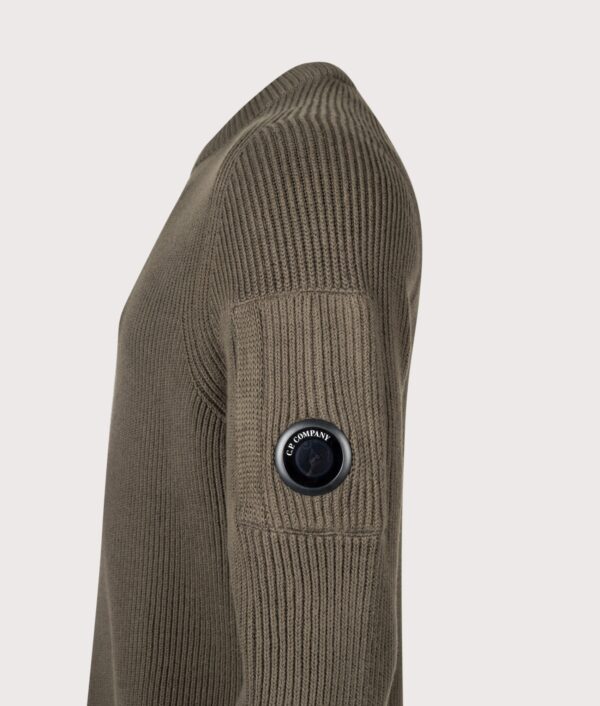 C.P. Company Full Rib Cotton Crewneck Lens Jumper Ivy Green