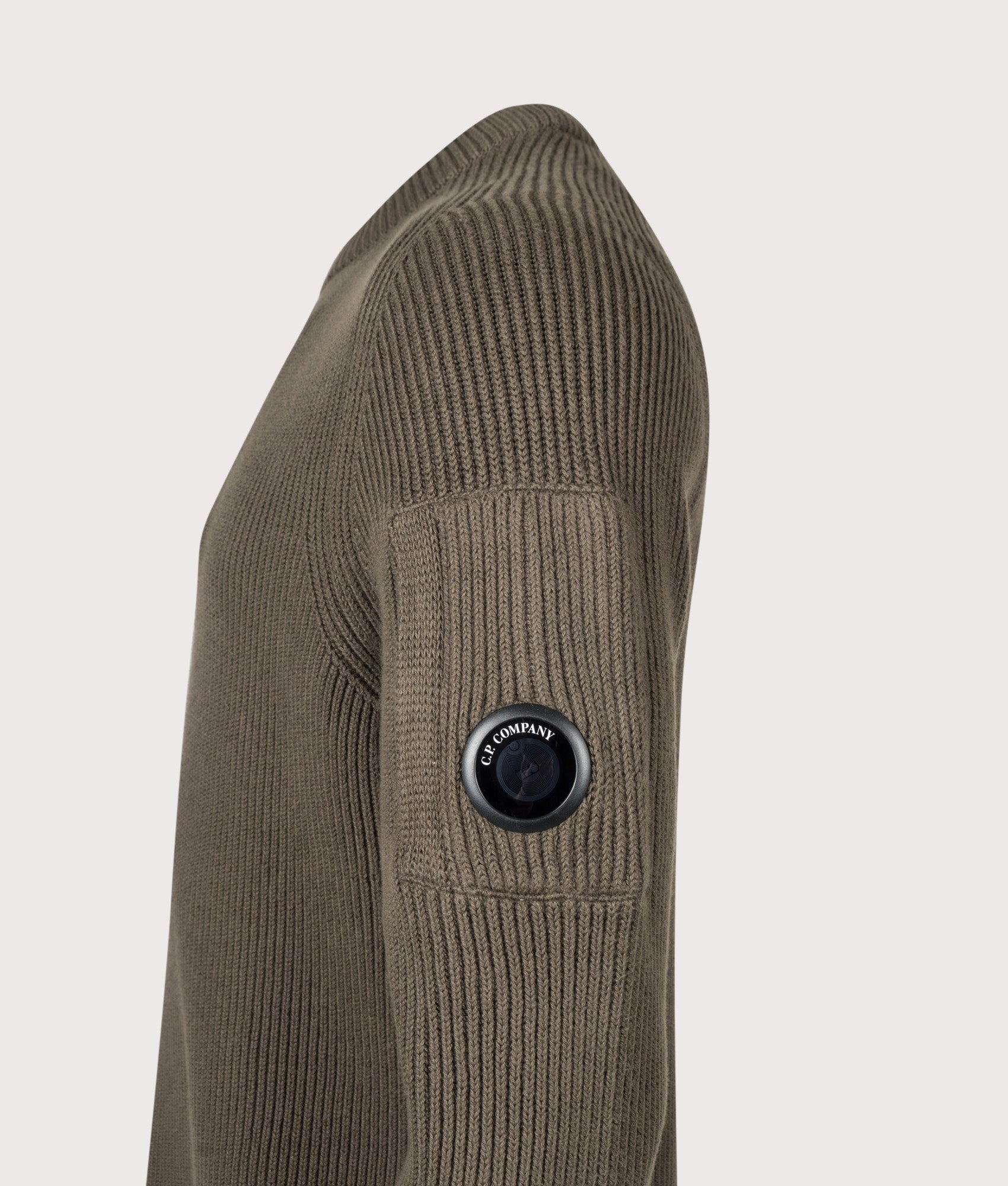 C.P. Company Full Rib Cotton Crewneck Lens Jumper Ivy Green