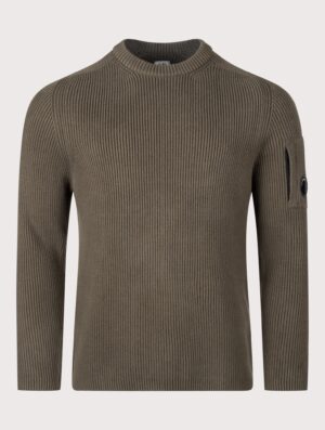 C.P. Company Full Rib Cotton Crewneck Lens Jumper Ivy Green