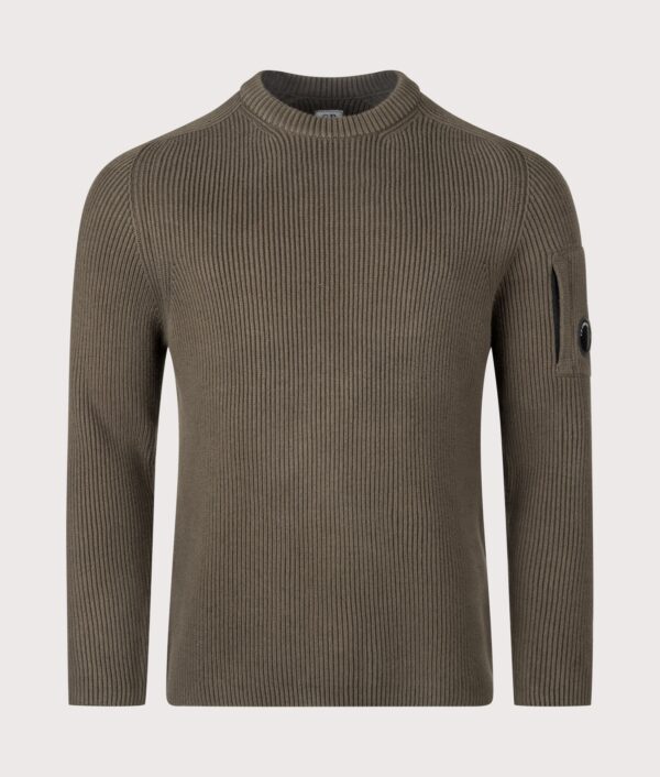 C.P. Company Full Rib Cotton Crewneck Lens Jumper Ivy Green