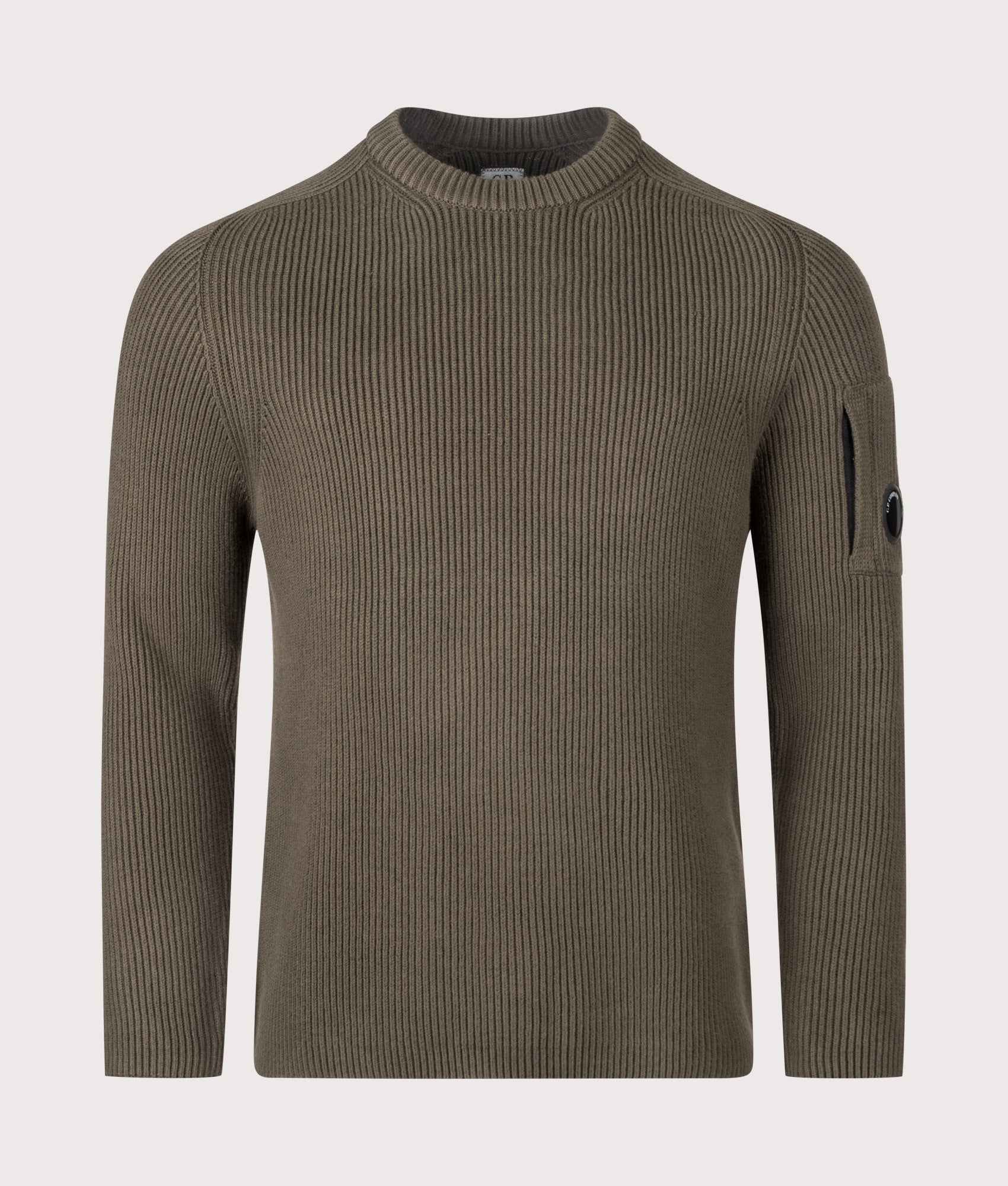 C.P. Company Full Rib Cotton Crewneck Lens Jumper Ivy Green
