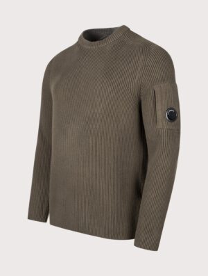 C.P. Company Full Rib Cotton Crewneck Lens Jumper Ivy Green