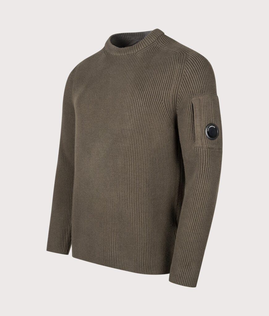 C.P. Company Full Rib Cotton Crewneck Lens Jumper Ivy Green