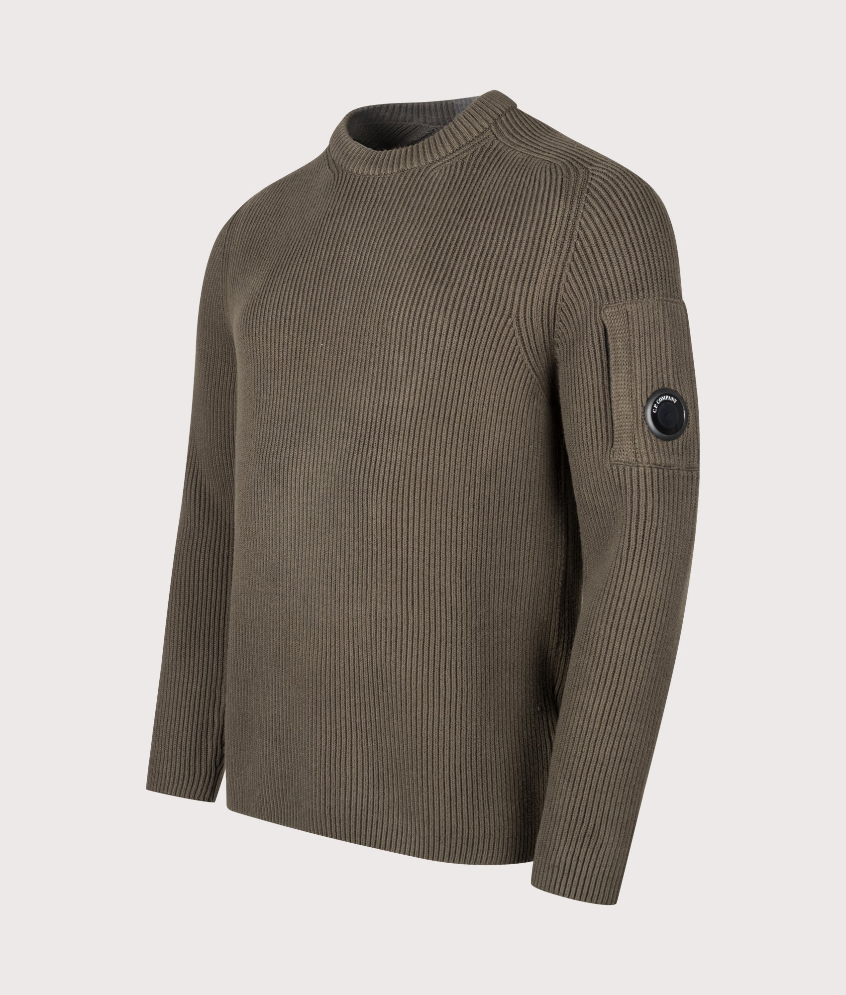 C.P. Company Full Rib Cotton Crewneck Lens Jumper Ivy Green
