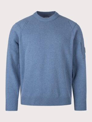 C.P. Company Lambswool GRS Crewneck Lens Jumper Orion Blue