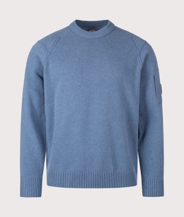 C.P. Company Lambswool GRS Crewneck Lens Jumper Orion Blue
