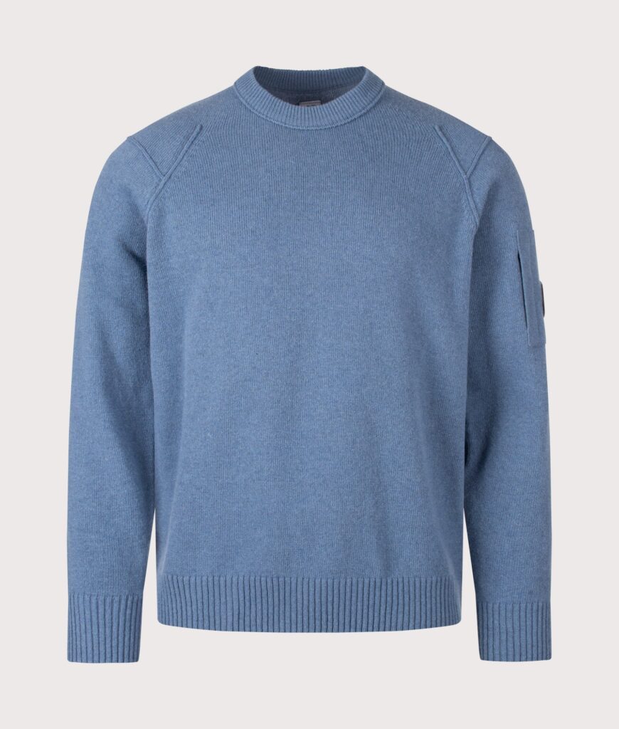 C.P. Company Lambswool GRS Crewneck Lens Jumper Orion Blue