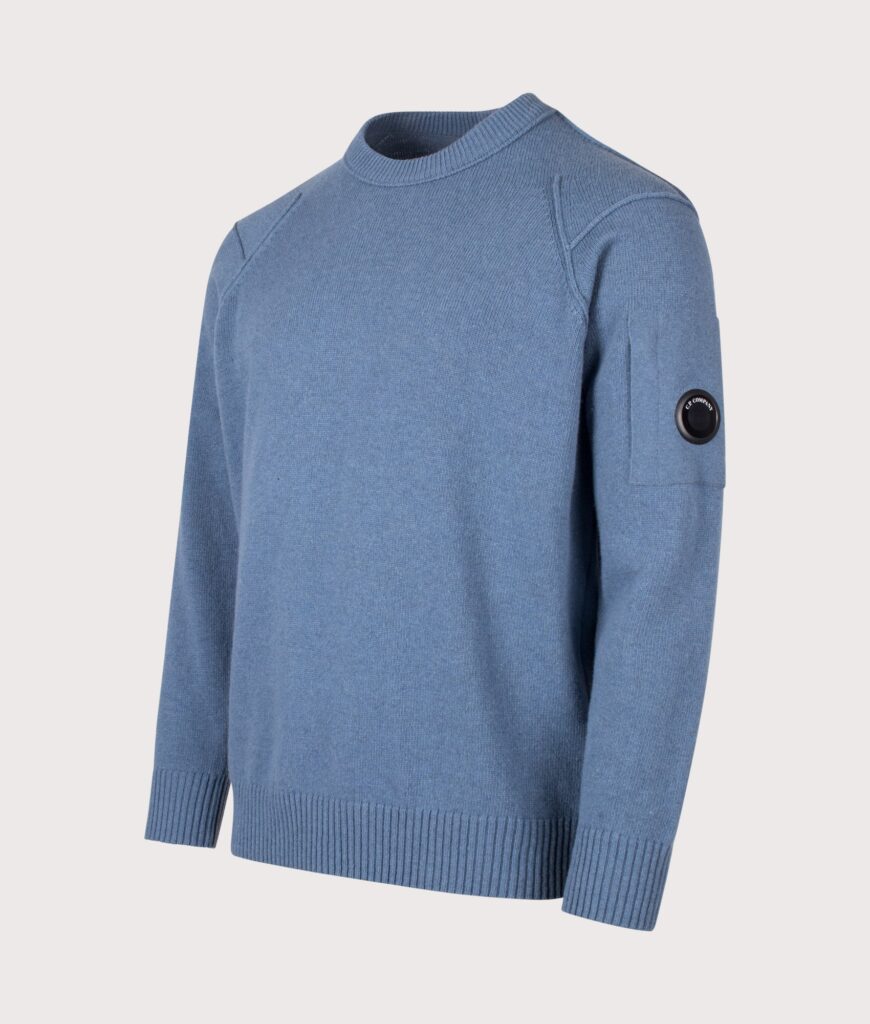 C.P. Company Lambswool GRS Crewneck Lens Jumper Orion Blue
