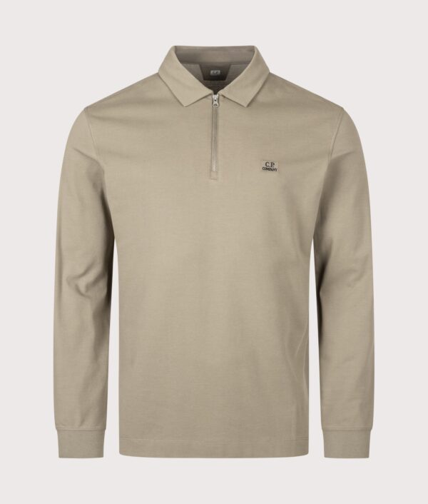 C.P. Company Long Sleeve Stretch Piquet Zip Polo Shirt Fallen Rock