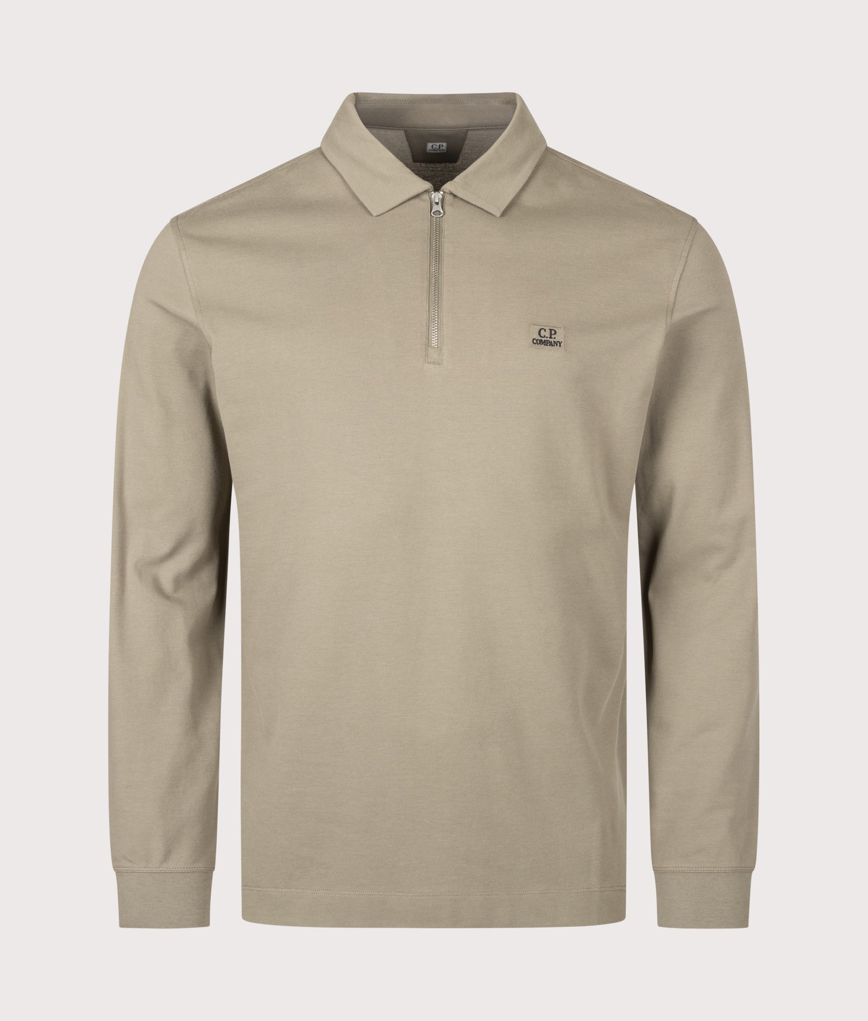 C.P. Company Long Sleeve Stretch Piquet Zip Polo Shirt Fallen Rock