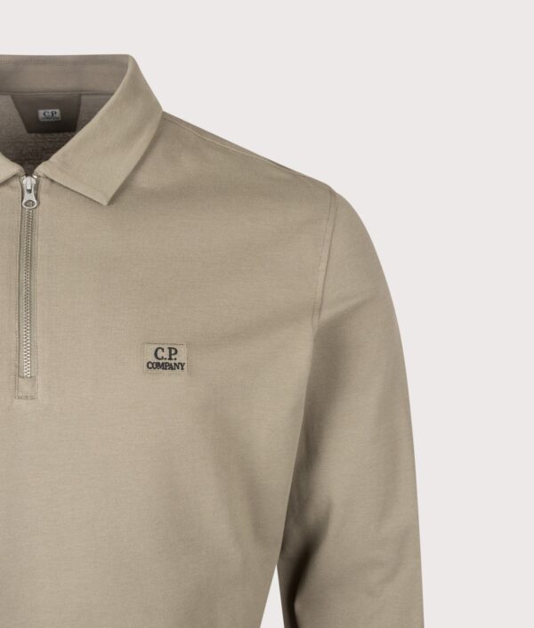 C.P. Company Long Sleeve Stretch Piquet Zip Polo Shirt Fallen Rock