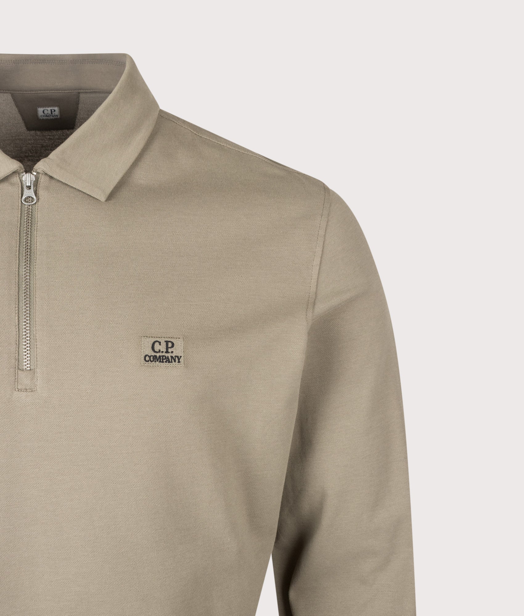 C.P. Company Long Sleeve Stretch Piquet Zip Polo Shirt Fallen Rock