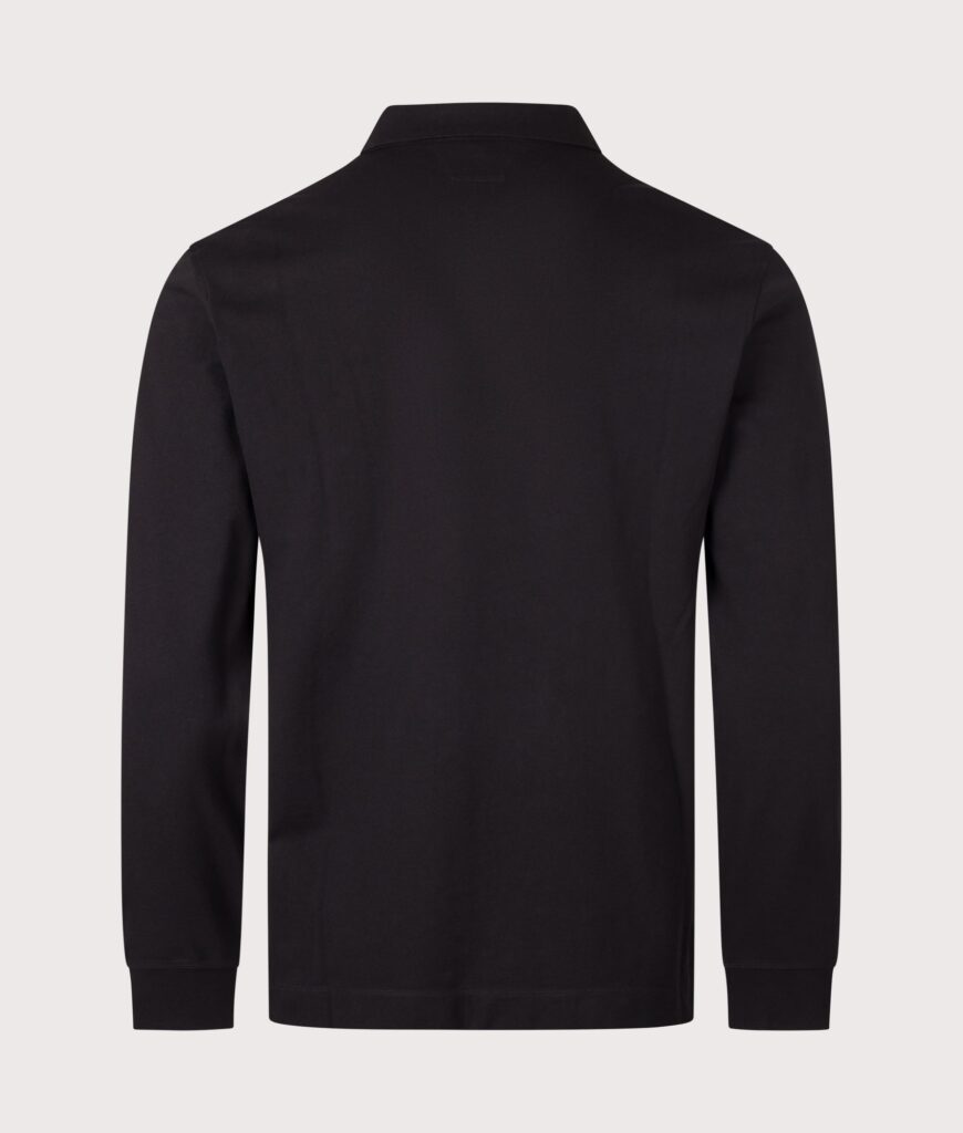 C.P. Company Long Sleeve Stretch Piquet Zip Polo Shirt Black