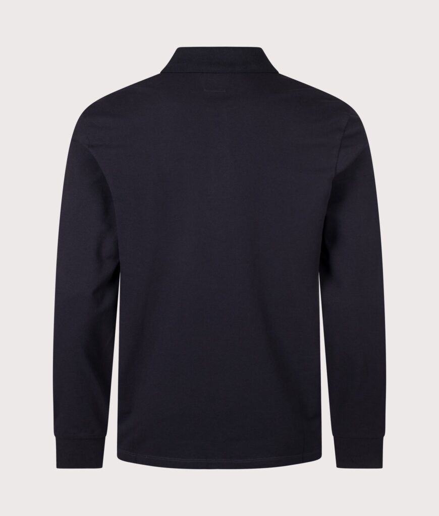 C.P. Company Long Sleeve Stretch Piquet Logo Polo Shirt Total Eclipse