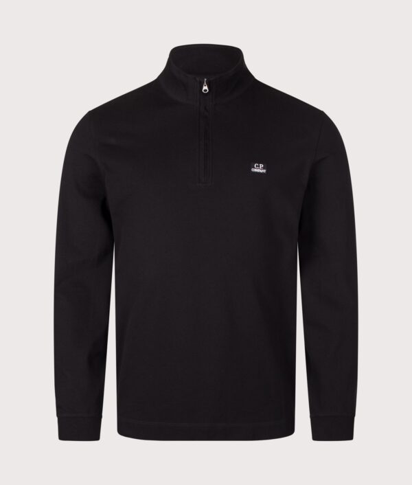 C.P. Company Stretch Piquet Quarter Zip Sweatshirt Black