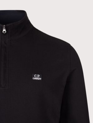 C.P. Company Stretch Piquet Quarter Zip Sweatshirt Black