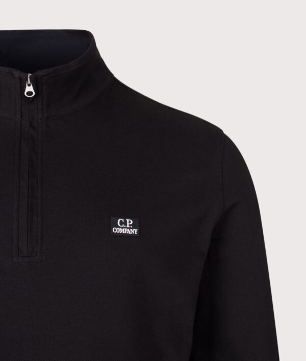 C.P. Company Stretch Piquet Quarter Zip Sweatshirt Black